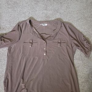 PerSeption Concept Taupe Button Down Shirt